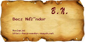 Becz Nándor névjegykártya