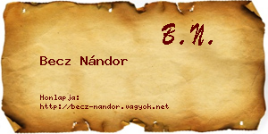 Becz Nándor névjegykártya